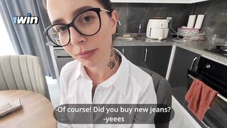 My stepsister was going to an interview, but I tore her Jeans and Ass!
