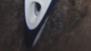 Pounding tight black pussy with a shaver handle (masterbation)