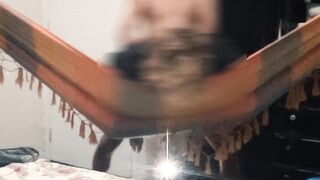 Fucking his wife in different positions with the help of the hammock