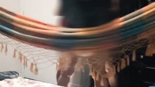 Fucking his wife in different positions with the help of the hammock