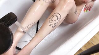 Orgasm control in bathroom, a jet of water brought me to orgasm!