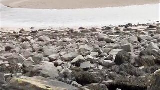 Getting fucked at public beach/ horny teen fucks stranger