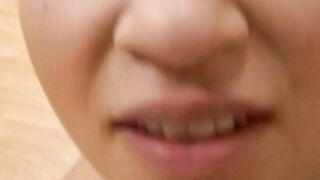 Hot and horny teen gives a blowjob in POV