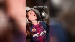 18yo dressed in FC Barcelona jersey likes blowjob and deep creampie